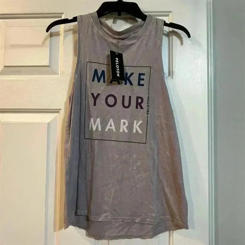 Peloton Women's XS Gray Sleeveless Flow Muscle Tank Casual Summer Top